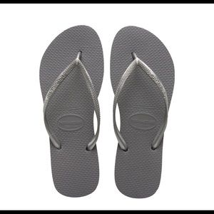 Grey Havainas flip flops